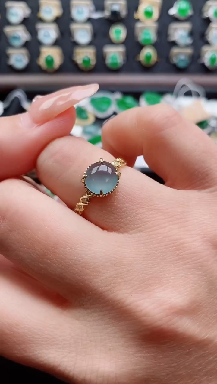 银S925镶嵌戒指翡翠1