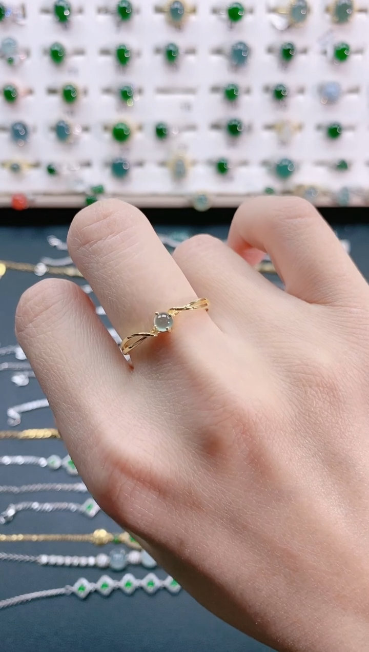 【闪购商品】翡翠戒指银S925镶嵌天然翡翠