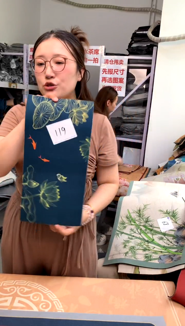 混纺微瑕库存吸水茶席- 编码：119