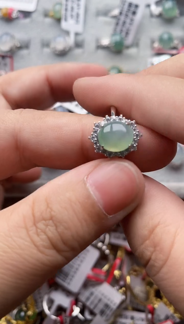 【闪购商品】翡翠戒指银S925镶嵌7777---1