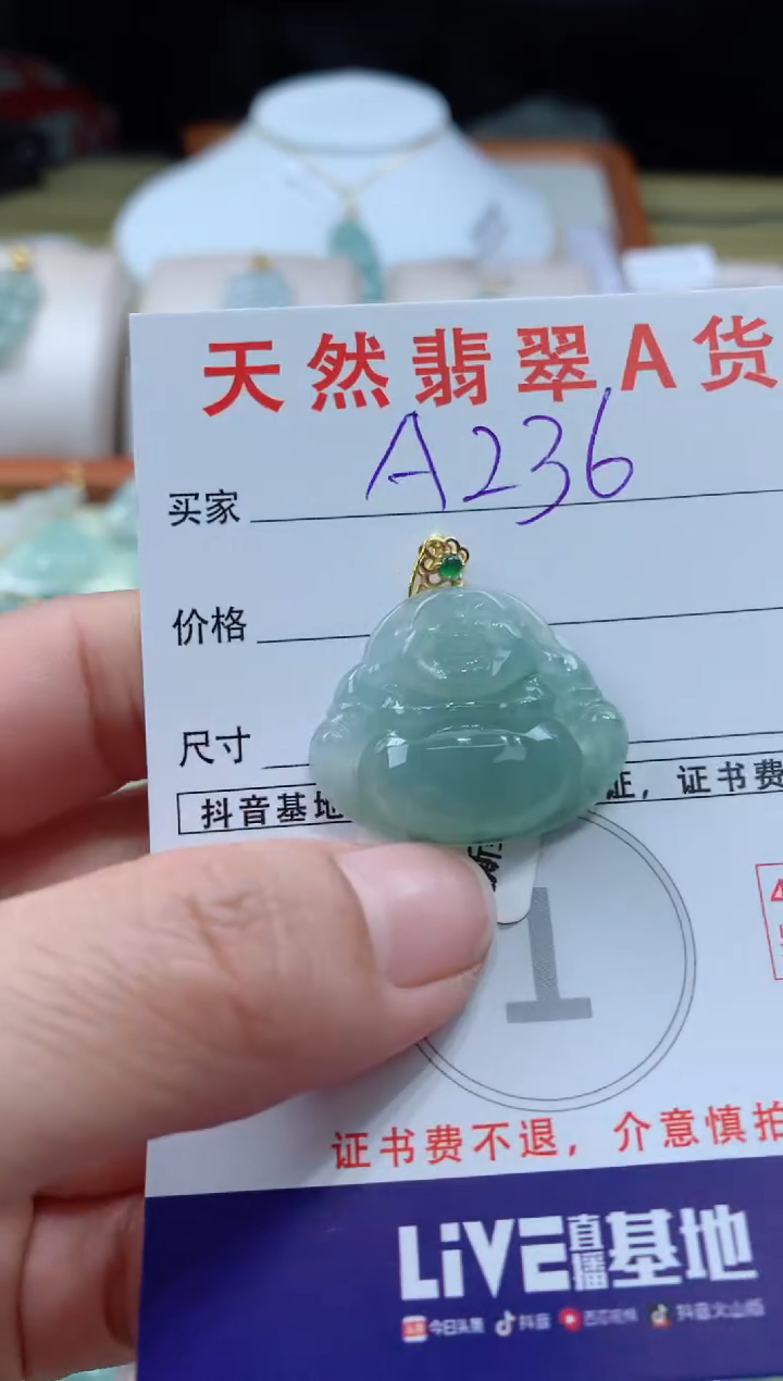【闪购商品】翡翠颈饰18K金镶嵌天然缅甸a货翡翠