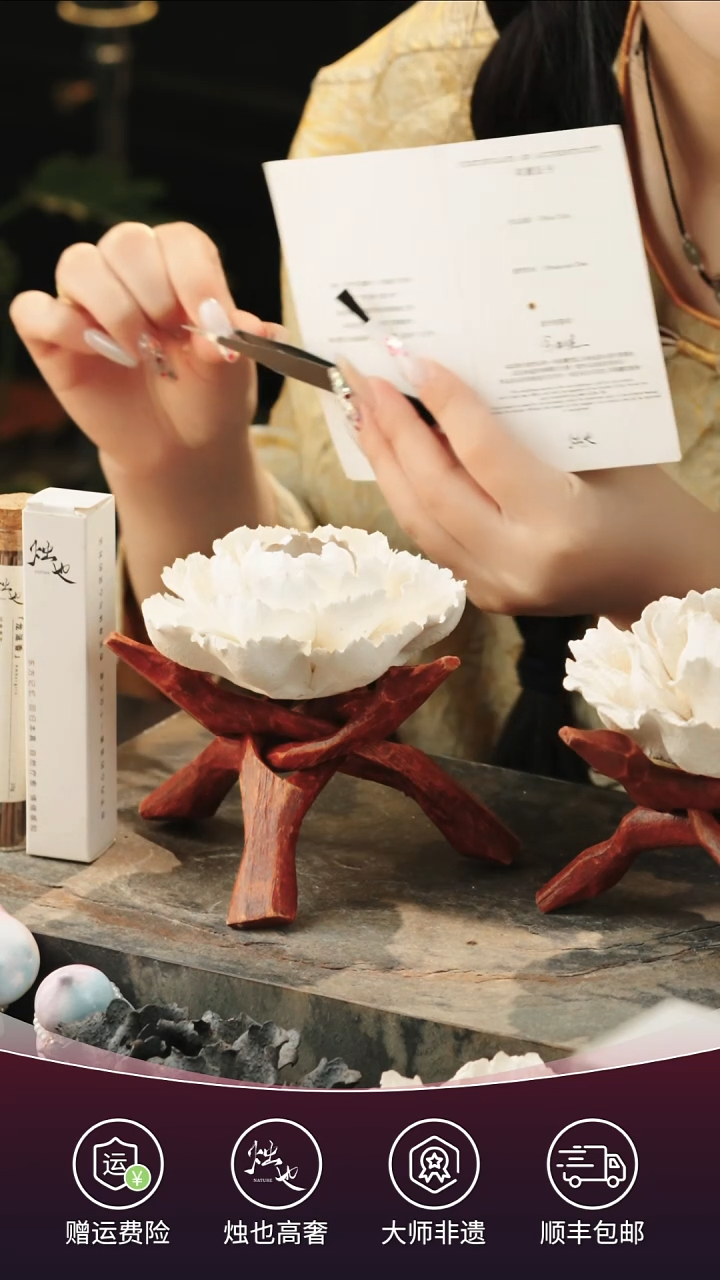 陶瓷烛也景德镇非遗手捏陶瓷花雪见