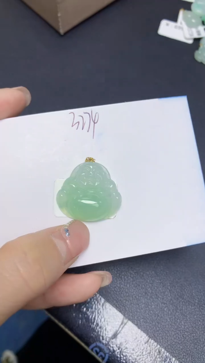 【闪购商品】翡翠挂件18K金镶嵌 天然翡翠A货