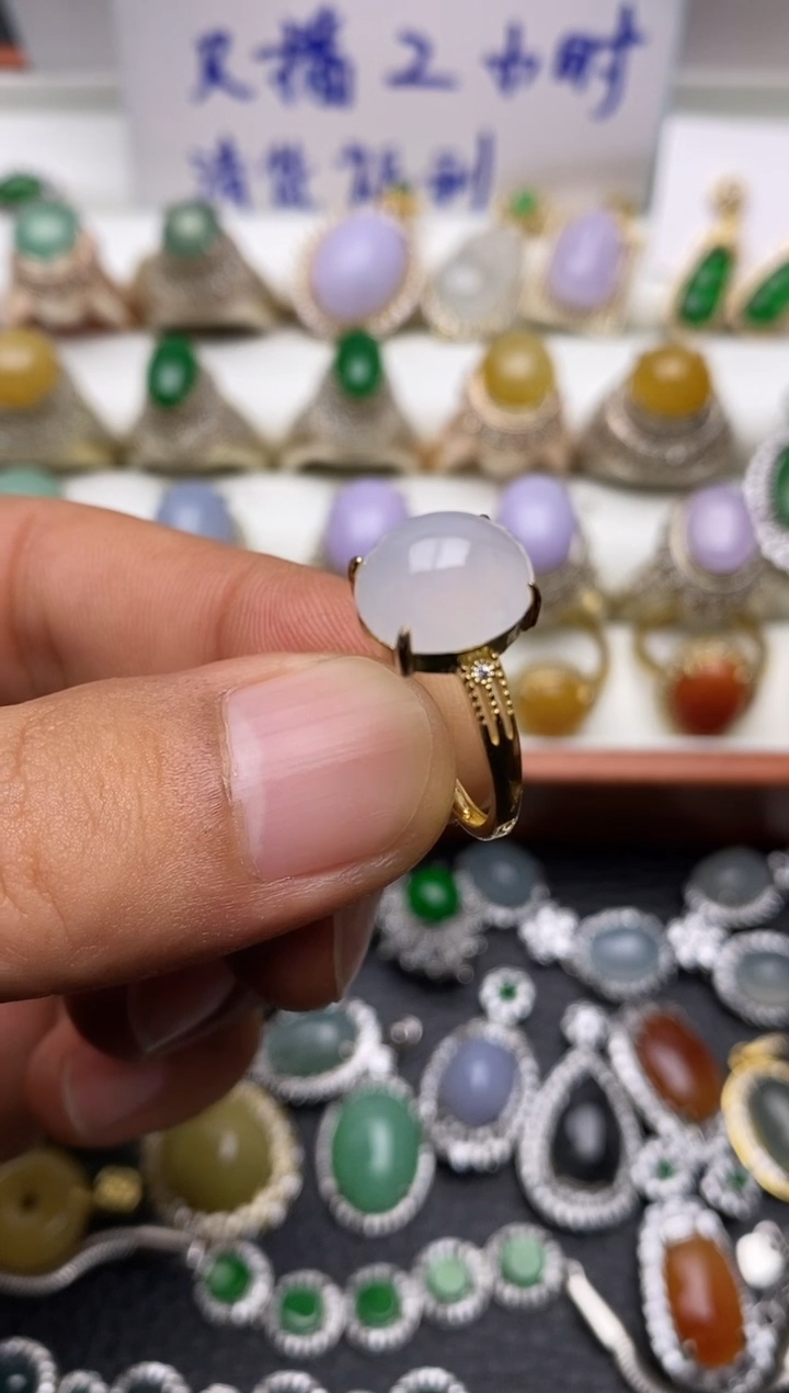 银S925镶嵌戒指翡翠/0039