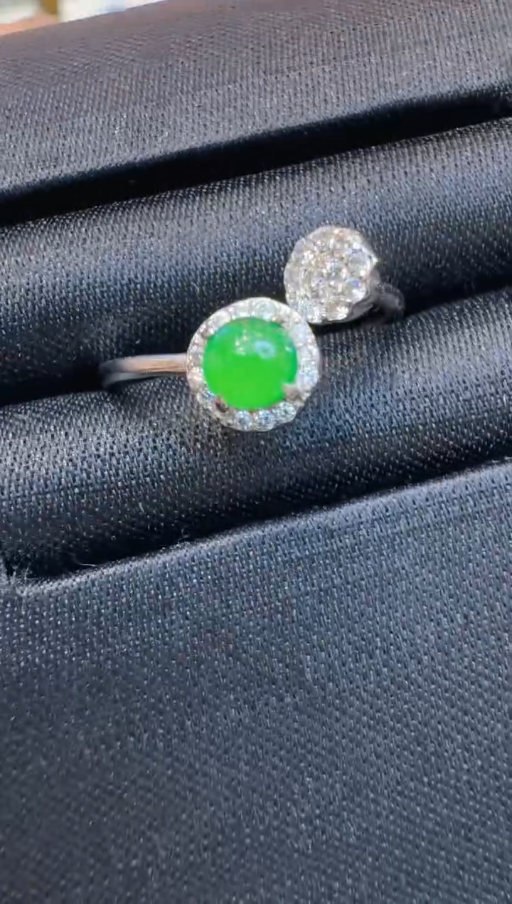 银S925镶嵌戒指翡翠多样性团购发一件