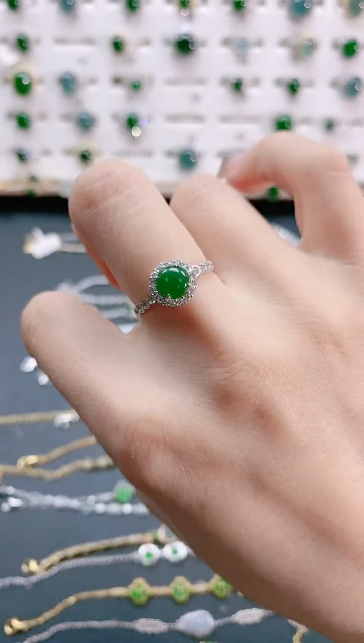 【闪购商品】翡翠戒指银S925镶嵌天然翡翠