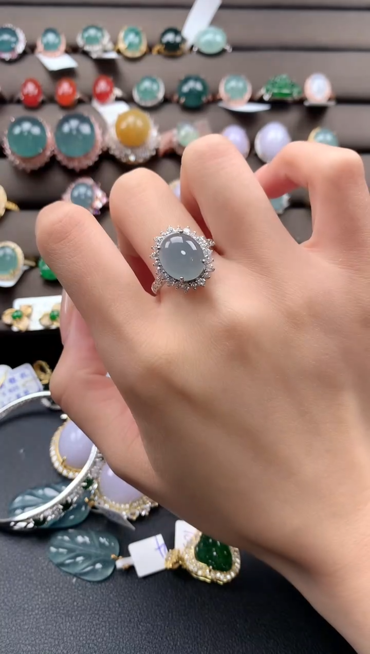 【闪购商品】翡翠戒指银S925镶嵌4324324