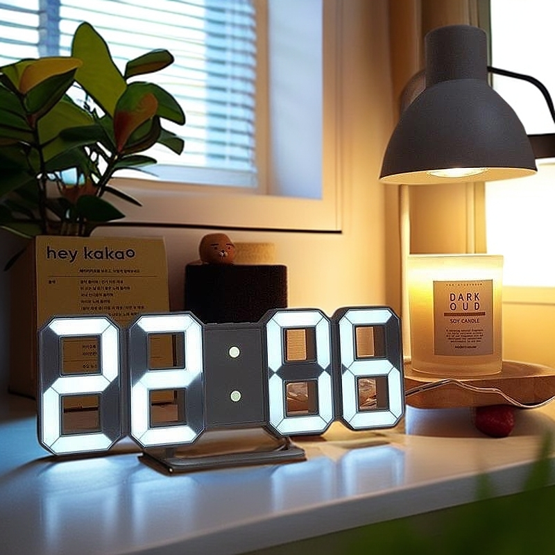 摆件3d立体数字闹钟创意智能夜光时钟温度客厅可挂墙电子时钟卧室