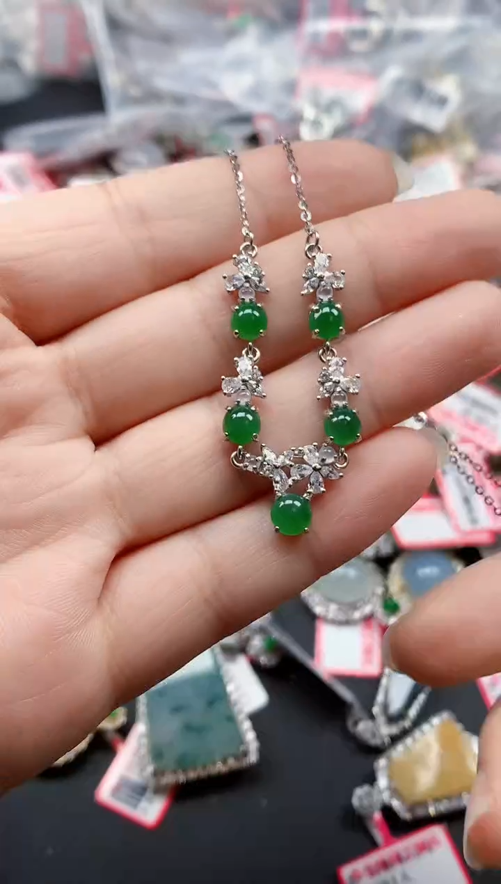 银S925镶嵌戒指翡翠天然A货缅甸翡翠