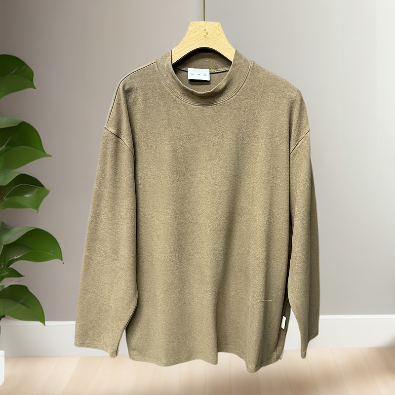 长袖卫衣男圆领打底衫春秋垂感软糯高级感纯色男士简约内搭80865