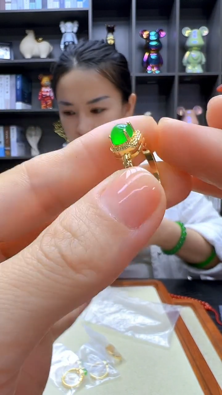 翡翠14K金镶嵌颈饰丹丹diy劲饰戒指