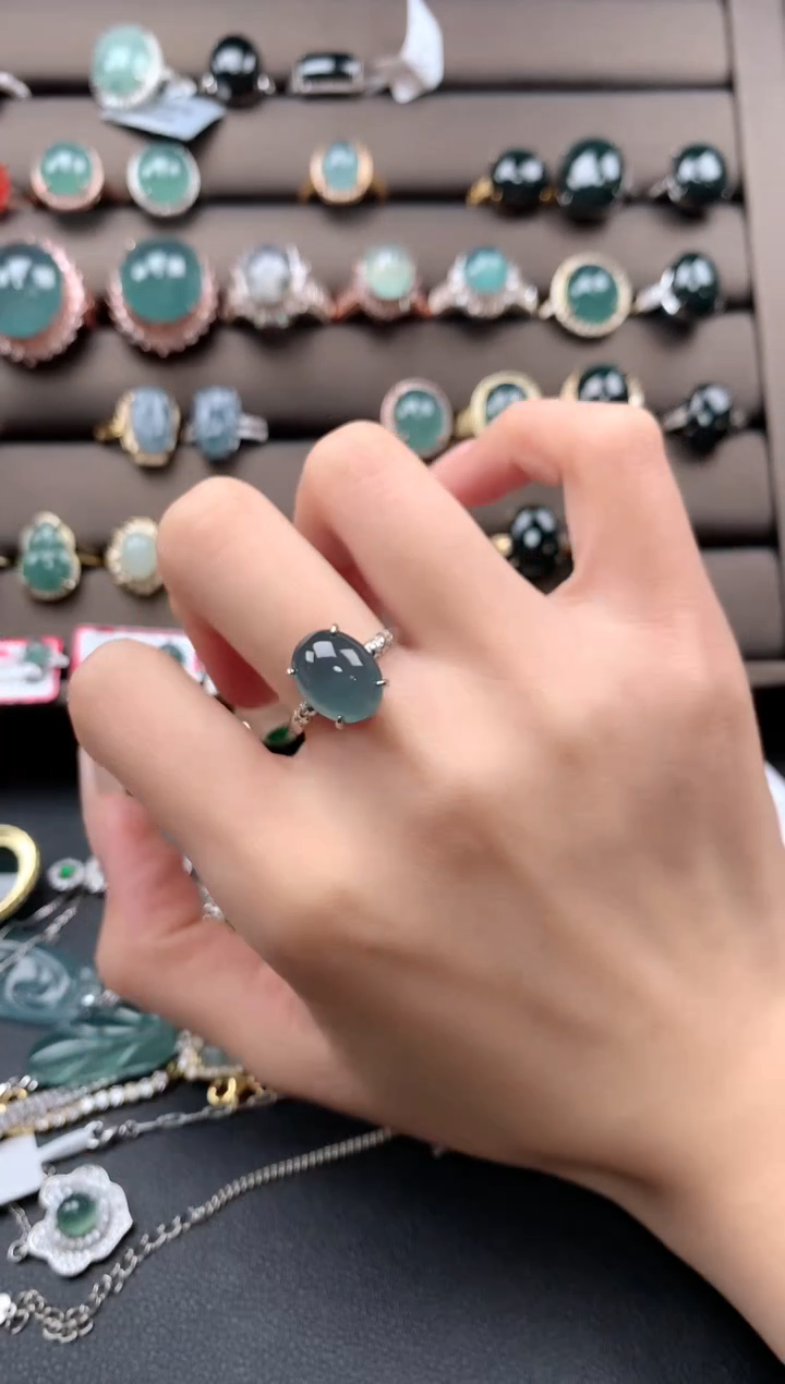 【闪购商品】翡翠戒指银S925镶嵌4324324