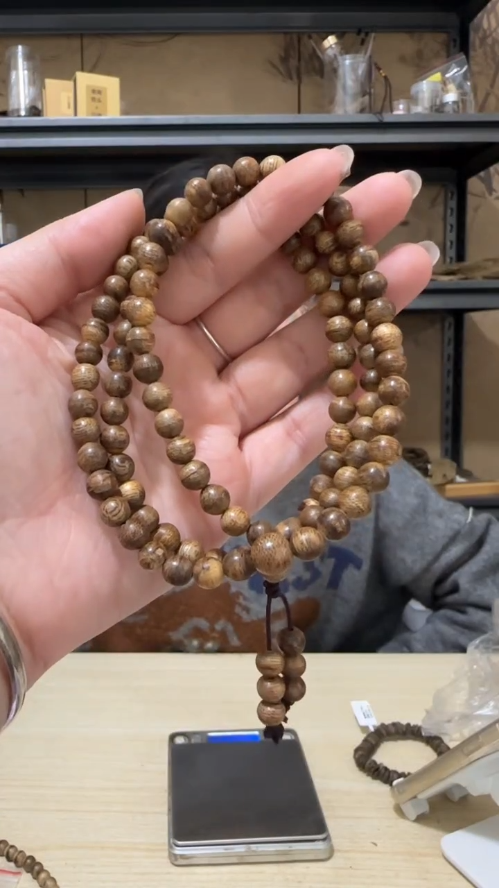 【闪购商品】沉香手串33号海南水阁野料多圈卡7