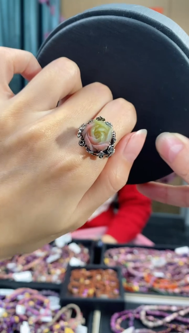 【闪购商品】玛瑙/玉髓戒指银S925镶嵌550盐源玛瑙