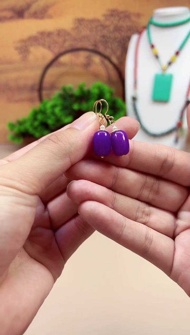 苏纪石（舒俱来）14K金镶嵌耳钉E415