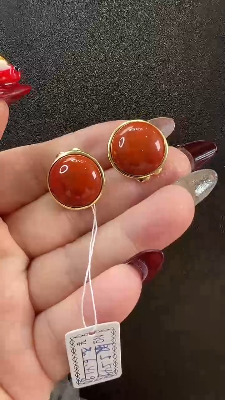 【闪购商品】南红玛瑙耳饰银S925镶嵌耳环