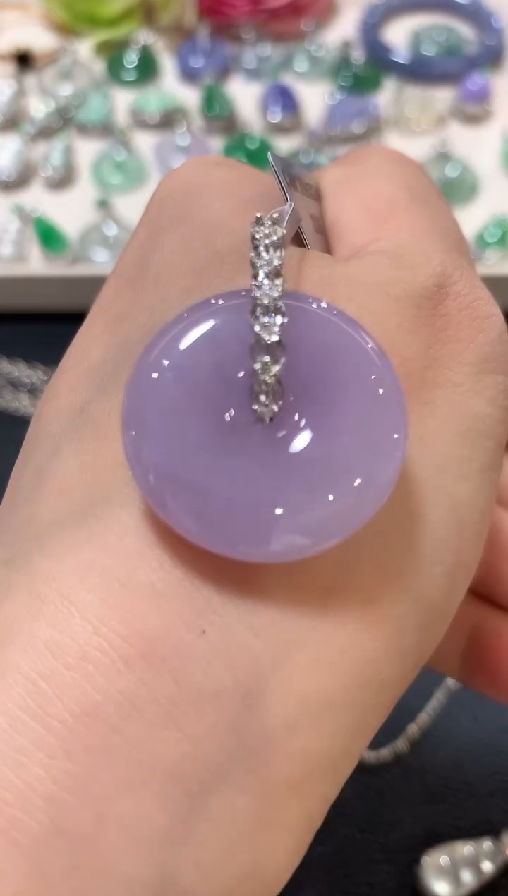 吊坠(不含链)18K金镶嵌翡翠z87  紫色有色差