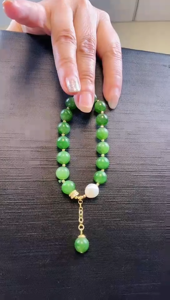 【闪购商品】和田玉（碧玉）手链银S925镶嵌和田玉