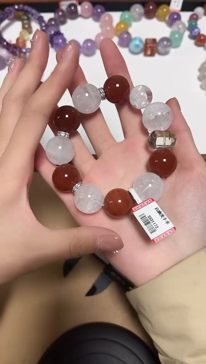 未镶嵌手链水晶12-4白幽灵设计款手链