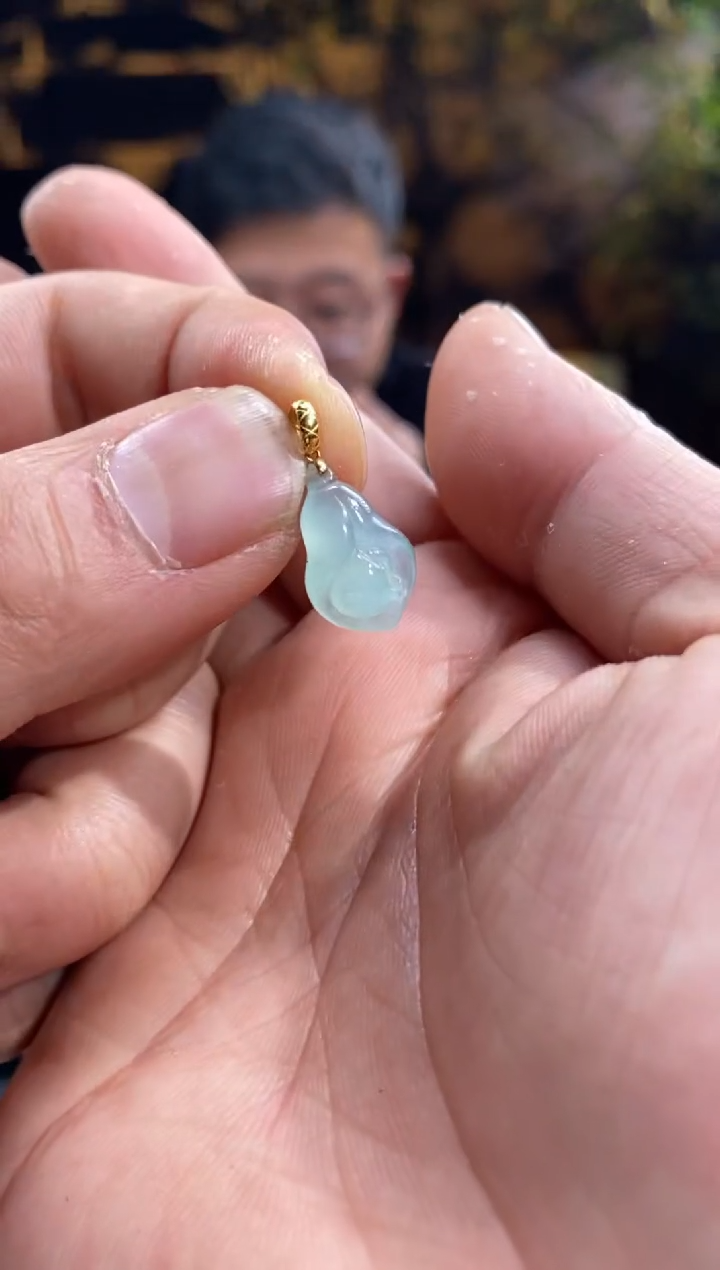 【闪购商品】翡翠吊坠(不含链)18K金镶嵌k00192-天然翡翠a货吊坠