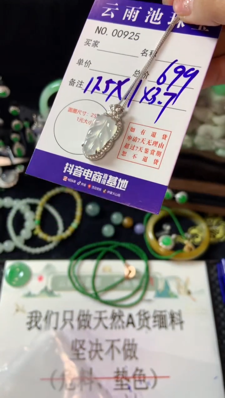 【闪购商品】翡翠颈饰银S925镶嵌翡翠