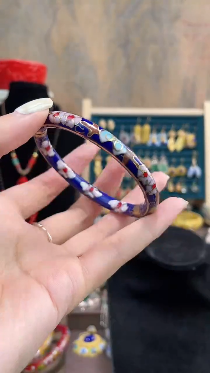  非遗手工景泰蓝开口镯子宝蓝
