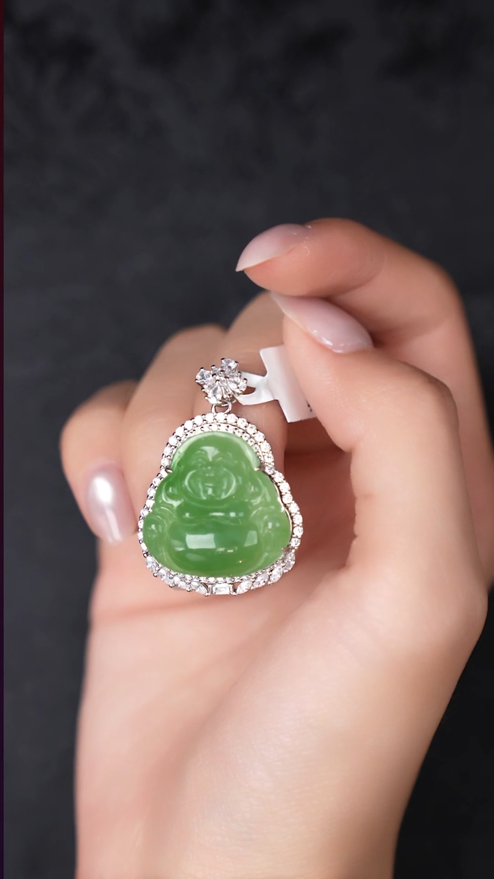 吊坠(赠链)银S925镶嵌和田玉（碧玉）工厂抛货 假1罚3 多样性发其1