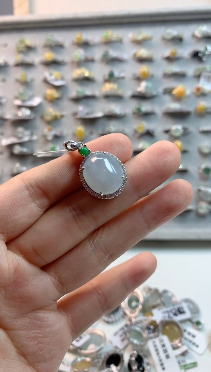 翡翠银S925镶嵌吊坠(不含链)1号