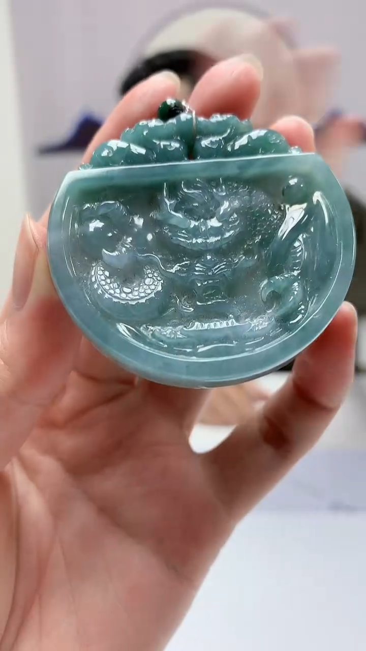 【闪购商品】定制翡翠未镶嵌5152zm-毛货挂件30龙牌