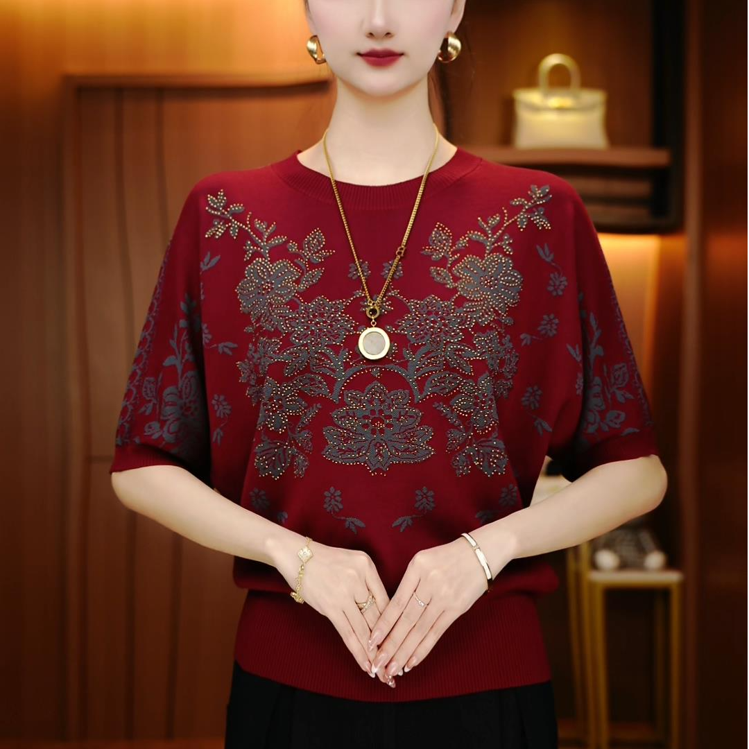Y250089-风穗-春夏新款针织短袖抗起球高端显瘦百搭减龄气质时尚