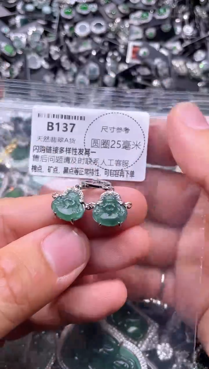 翡翠未镶嵌颈饰B137耳扣
