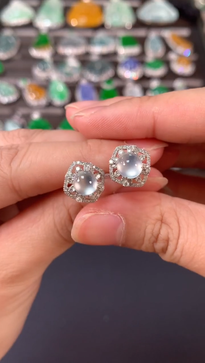 【闪购商品】翡翠耳饰18K金镶嵌B679|9800