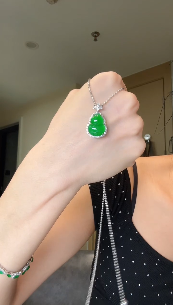 翡翠银S925镶嵌吊坠(不含链)天然翡翠吊坠