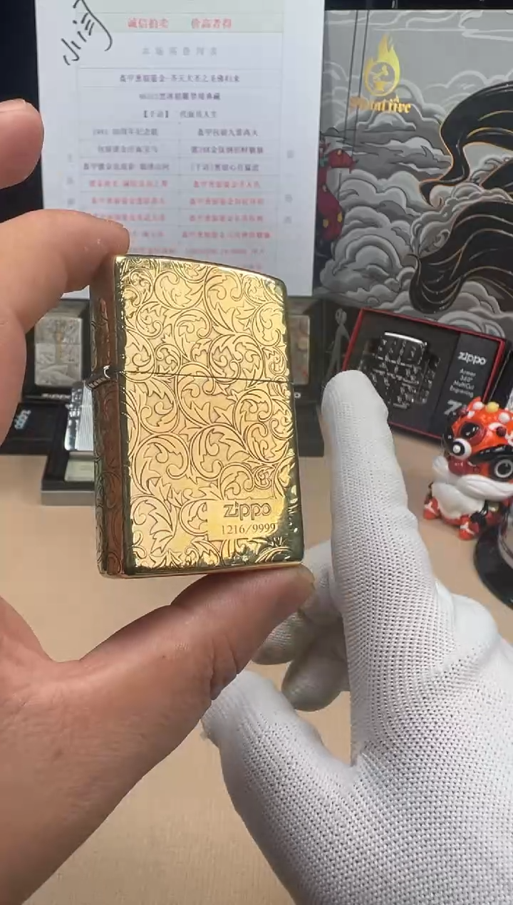 铜唐草右下标-五面精雕-黄铜