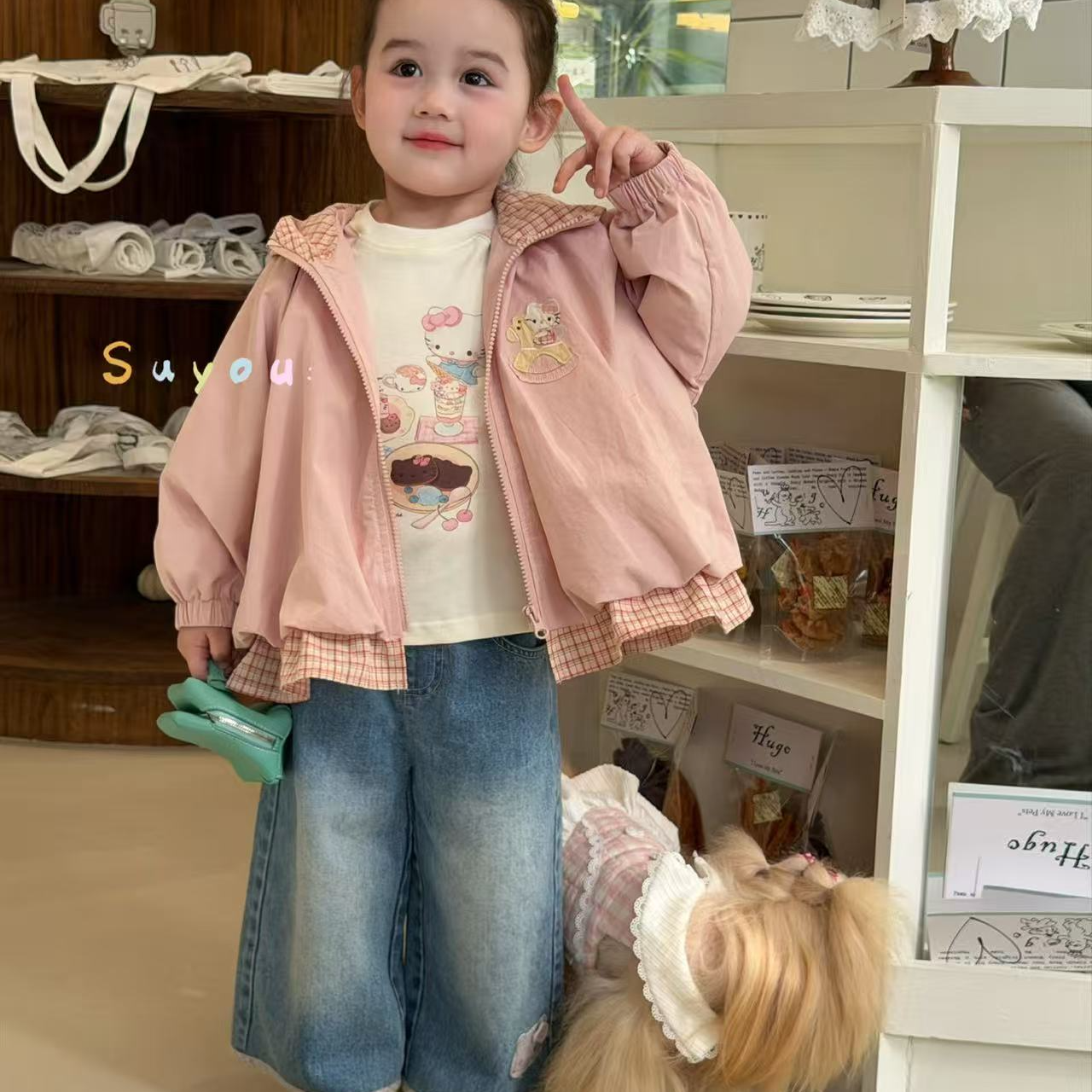 苏右·26春～KT花苞连帽外套牛仔直筒裤套装1059 1202 1065（汉服）