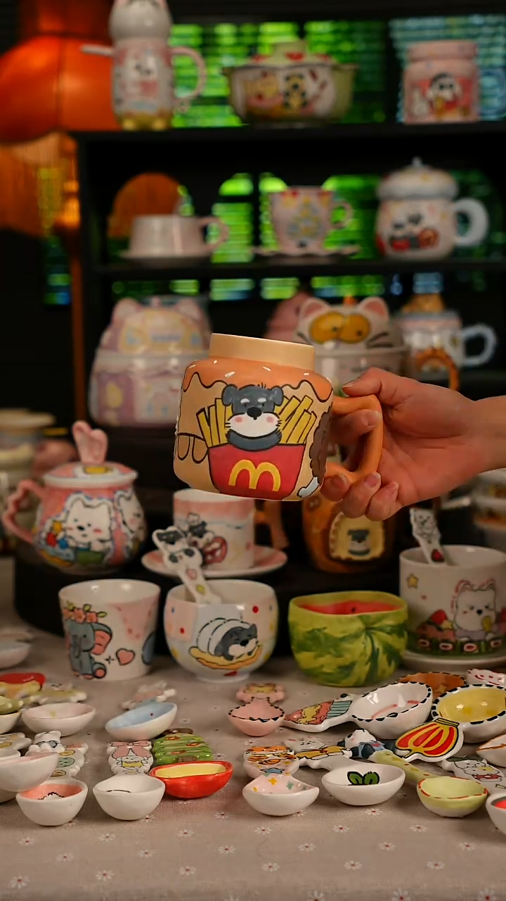 陶瓷无盖款景德镇高温釉下彩纯手绘创意瓷