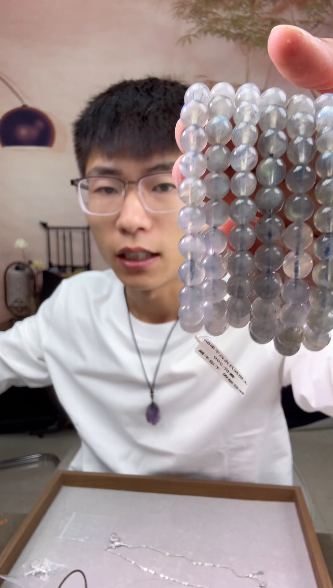 颈饰合金水晶灰月