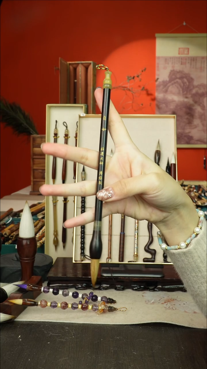 77号闪孤品高货毛笔链接 清水试笔 蘸墨不退