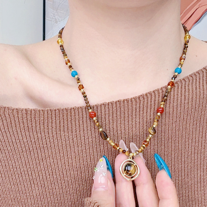 钛钢石英石项链 原创设计款【金瞳】高级时尚百搭款项链一-101095