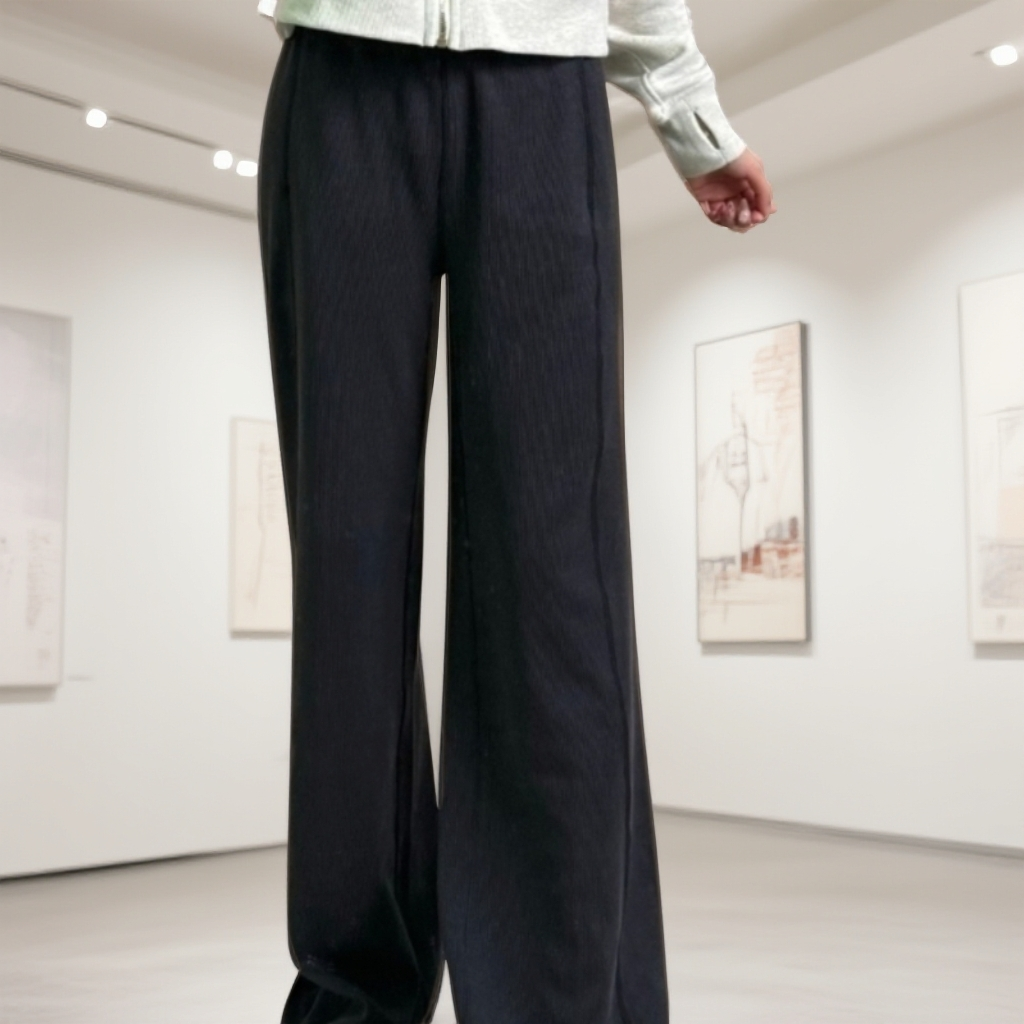 螺纹阔腿裤休闲直筒长裤时尚女裤一毛毛一样样