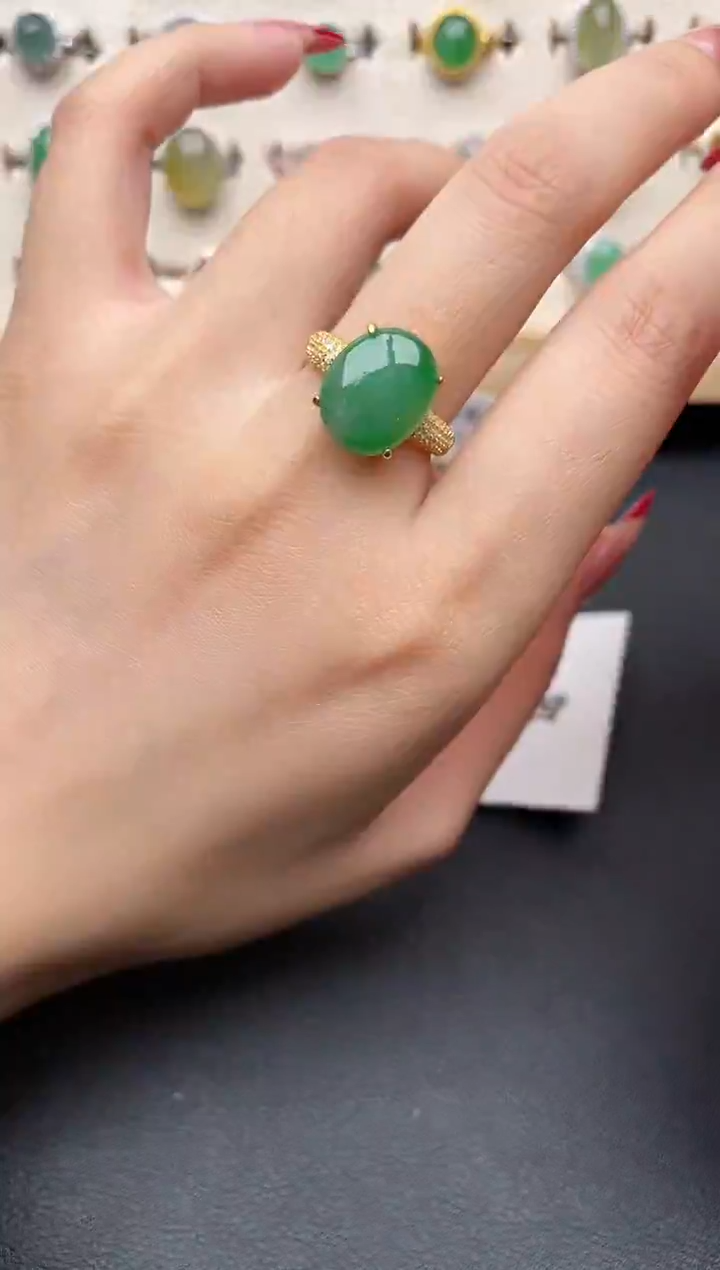 【闪购商品】翡翠戒指银S925镶嵌一物一证一礼盒