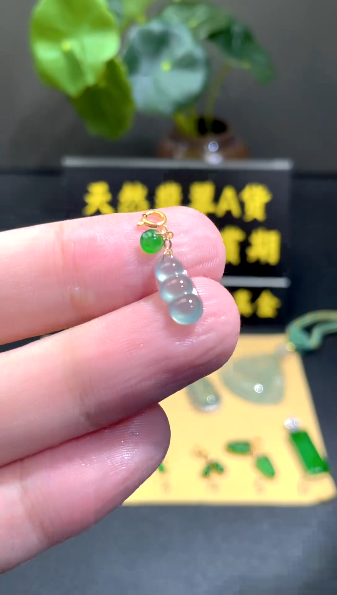 颈饰18K金镶嵌翡翠翡翠A货