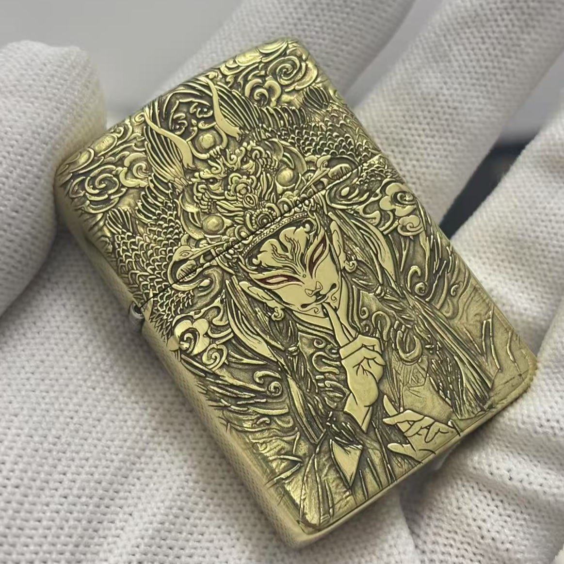 佐罗打火机黄铜盔甲白鹤