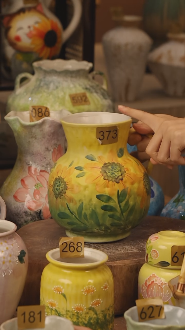 陶瓷373景德镇设计师手作花器摆件侘寂风