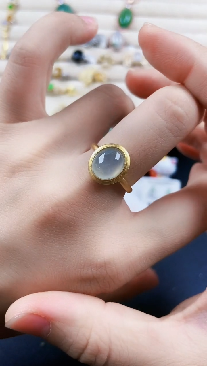 翡翠戒指银S925镶嵌45689