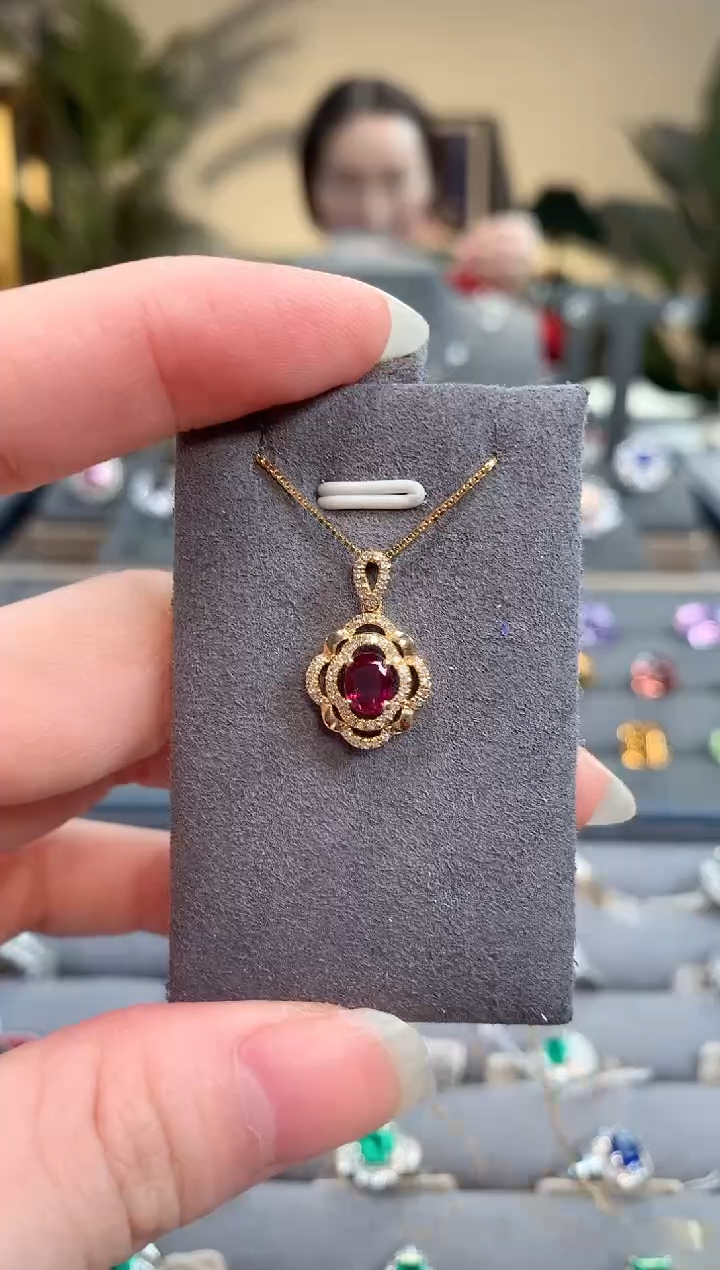 【闪购商品】红宝石吊坠(不含链)18K金镶嵌红宝石