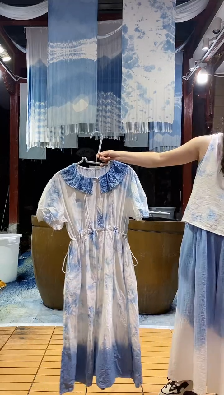 云浅蓝深 扎染服装 7929