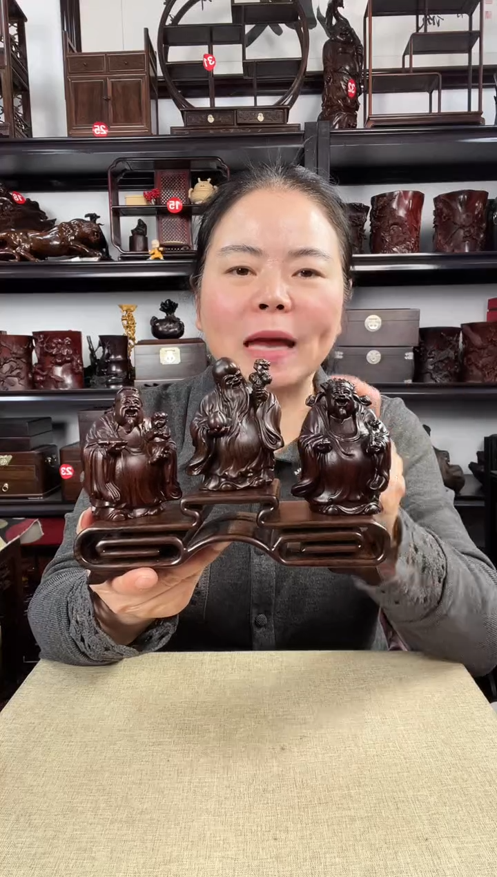 木三连+福禄寿老李红木工艺品
