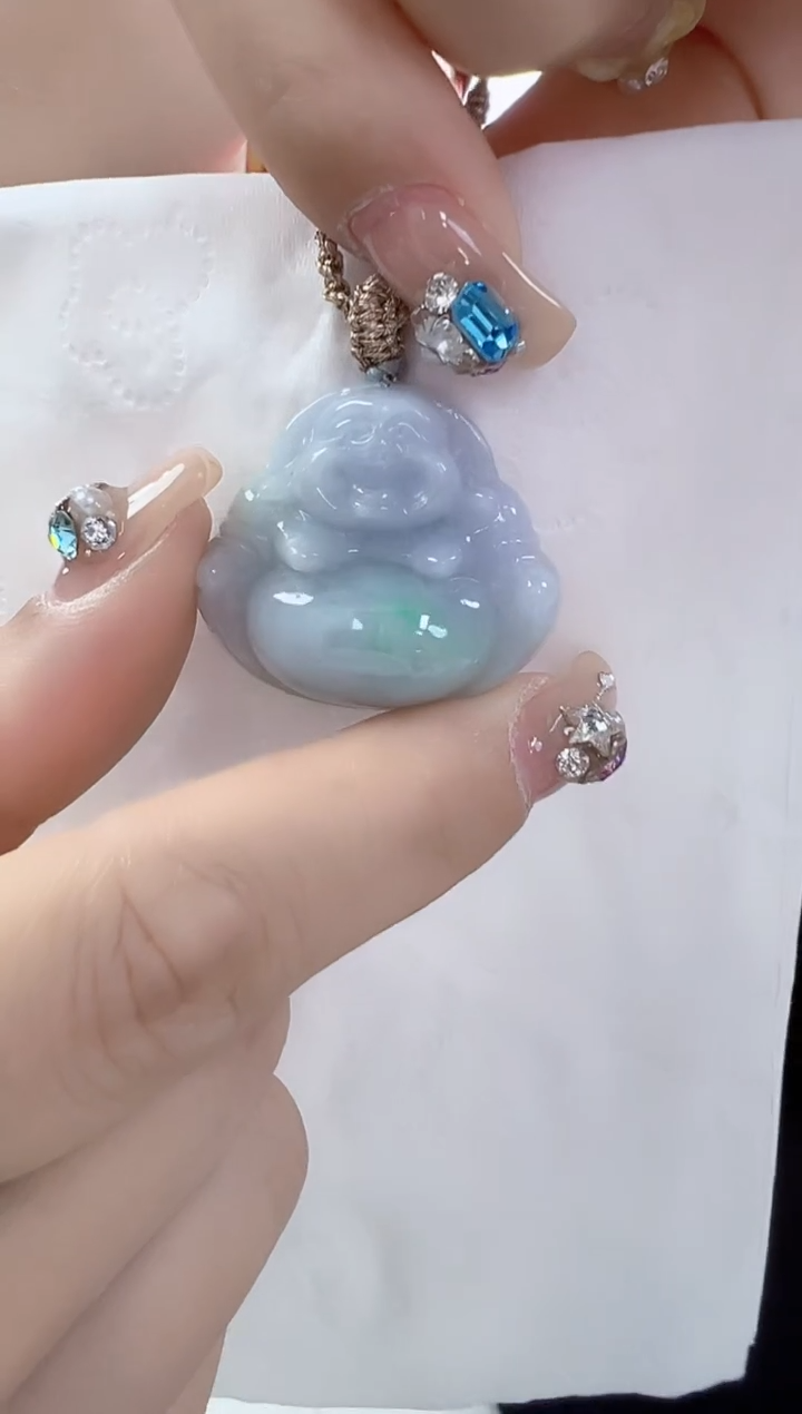 颈饰未镶嵌翡翠孤品佛公  宽30高26厚10+