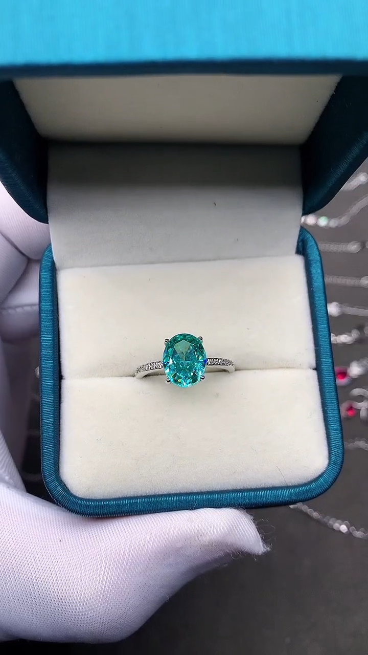 【闪购商品】帕拉依巴碧玺戒指银S925镶嵌.........